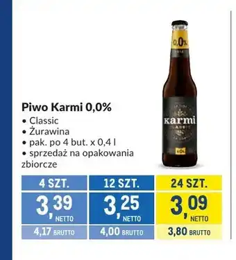 Piwo Karmi Żurawina 0,0% 4-pak