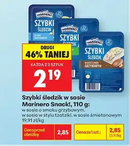 Biedronka Szybki śledzik w sosie o smaku grzybowym Marinero Snack oferta
