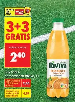 Biedronka Sok 100% pomarańcza Riviva, 1l oferta