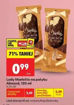 Biedronka Lody Marletto na patyku Almond , 120 ml oferta