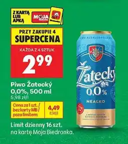 Biedronka Piwo Żatecky 0,0%, 500 ml oferta