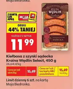 Biedronka Kiełbasa z szynki sądecka Kraina Wędlin Select, 450 g oferta