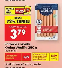 Biedronka Parówki z szynki Kraina Wędlin , 250 g oferta