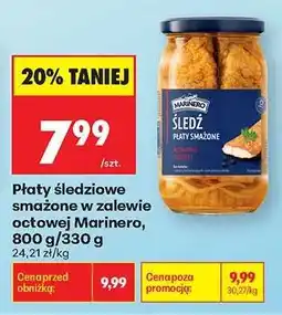 Biedronka Płaty śledziowe smażone w zalewie octowej Marinero, 800 g/330 g oferta