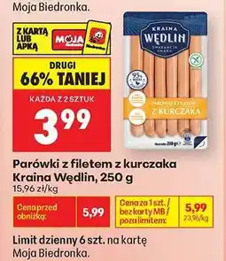 Biedronka Parówki z filetem z kurczaka Kraina Wędlin 250 g oferta