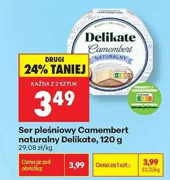 Biedronka Ser pleśniowy Camembert naturalny Delikate, 120 g oferta