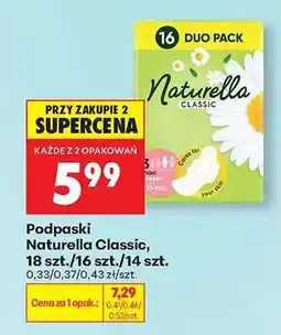 Biedronka Podpaski Naturella Classic, 18 szt./16 szt./14 szt oferta