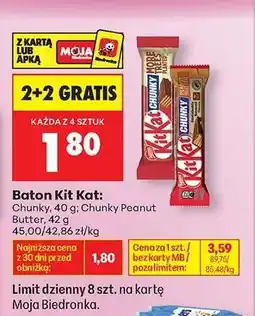 Biedronka Baton Kit Kat: Chunky, 40 g Chunky Peanut Butter, 42 g oferta