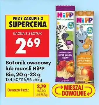 Biedronka Batonik owocowy lub musli HiPP Bio, 20 g-23 g oferta