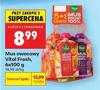 Biedronka Mus owocowy Vital Fresh, 6x100 g oferta