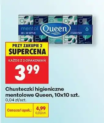 Biedronka Chusteczki higieniczne mentolowe Queen, 10x10 szt oferta