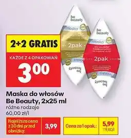 Biedronka Maska do włosów Be Beauty, 2x25 ml oferta