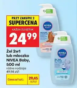 Biedronka Żel 2w1 lub mleczko NIVEA Baby, 500 ml oferta