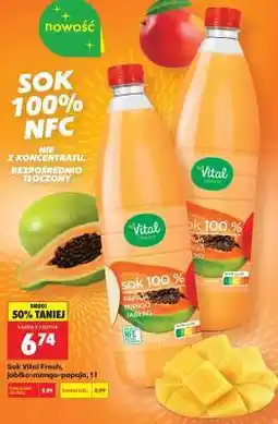 Biedronka Sok Vital Fresh, jabłko-mango-papaja, 1 l oferta