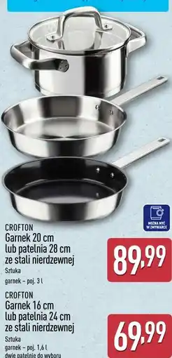 ALDI CROFTON Garnek 16 cm lub patelnia 24 cm ze stali nierdzewnej oferta