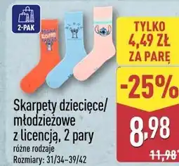 ALDI Skarpety dziecięce/młodzieżowe z licencją, 2 pary oferta