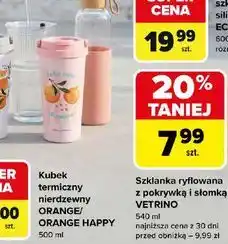 Carrefour Szklanka ryflowana z pokrywką i słomką VETRINO oferta