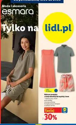 Lidl Wybrane produkty z mody damskiej lub męskiej z lnem esmara oferta