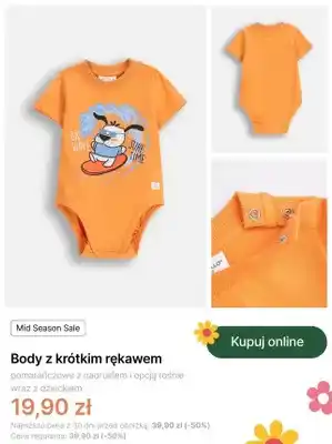 Body z krótkim rękawem Coccodrillo pomarańczowe z nadrukiem i opcją rośnie wraz z dzieckiem