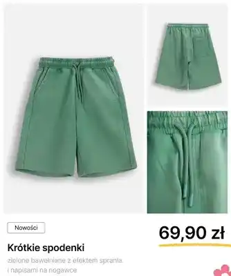 Krótkie spodenki Coccodrillo zielone bawełniane z efektem sprania i napisami na nogawce