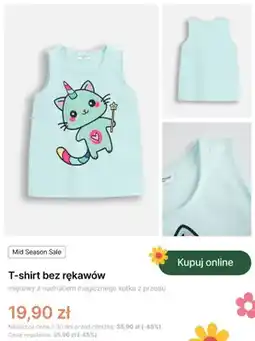 Coccodrillo T-shirt bez rękawów Coccodrillo miętowy z nadrukiem magicznego kotka z przodu oferta