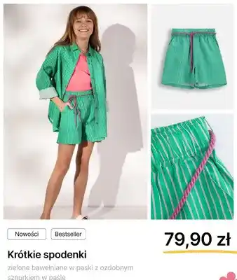 Krótkie spodenki Coccodrillo zielone bawełniane w paski z ozdobnym sznurkiem w pasie
