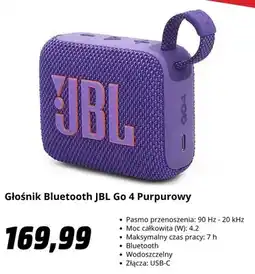 Media Markt Głośnik Bluetooth JBL Go 4 Purpurowy oferta