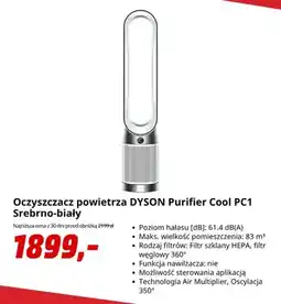 Media Markt Oczyszczacz powietrza DYSON Purifier Cool PC1 Srebrno-biały oferta
