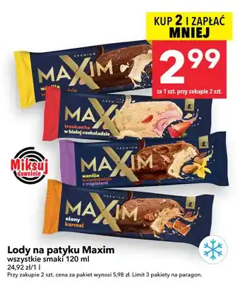 Lody na patyku Maxim wanilia w czekoladzie z migdałami