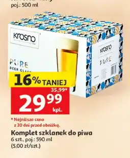 Auchan Komplet szklanek do piwa Krosno Pure 6-pak oferta