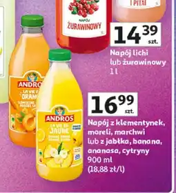 Auchan Napój z jabłka banana ananasa cytryny Andros oferta