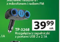 Auchan Rozgałęziacz zapalniczki z portami USB 2x2,1A Vakoss TP-3268 oferta