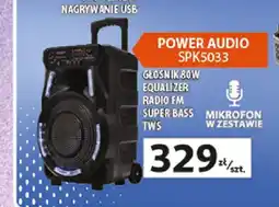Auchan Power Audio Manta SPK5033 głośnik 80W equalizer radio FM super bass TWS mikrofon w zestawie oferta