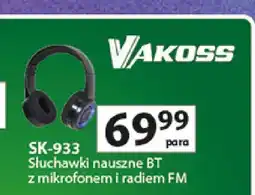 Auchan Słuchawki nauszne BT z mikrofonem i radiem FM Vakoss SK-933 oferta