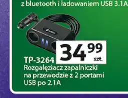 Auchan Rozgałęziacz zapalniczki na przewodzie z 2 portami USB po 2,1A Vakoss TP-3264 oferta