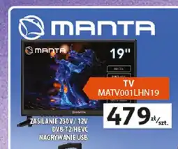Auchan Telewizor Manta TV MATV001LHN19 19 zasilanie 230V / 12V DVB-T2/HEVC nagrywanie USB oferta