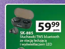 Auchan Słuchawki TWS bluetooth ze stacją ładującą i wyświetlaczem LED Vakoss SK-885 oferta