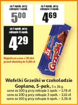 Auchan Wafelki Grześki w czekoladzie Goplana, 5-pak oferta