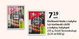 Auchan Kiełbaski białe z indyka lub kiełbaski chilli z indyka, Indykpol oferta