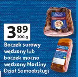 Auchan Boczek surowy wędzony lub boczek mocno wędzony Morliny oferta