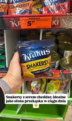 Biedronka Kabanosy Snakersy Krakus z serem cheddar oferta