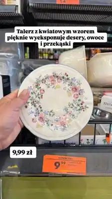 Biedronka Talerz z kwiatowym wzorem oferta