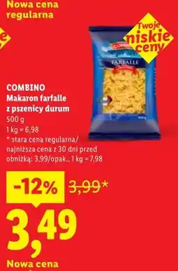 Lidl Makaron farfalle z pszenicy durum Combino oferta
