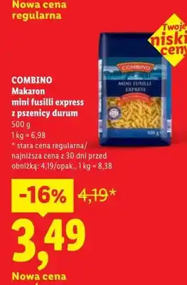 Lidl Makaron mini fusilli express z pszenicy durum Combino oferta