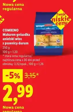Lidl Makaron gniazdka anielski włos z pszenicy durum Combino oferta
