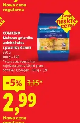Lidl Makaron gniazdka anielski włos z pszenicy durum Combino oferta