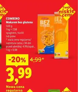 Lidl Makaron bez glutenu spaghetti Combino oferta