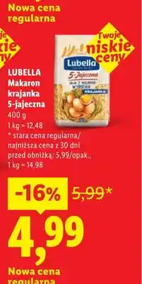 Lidl Makaron krajanka 5-jajeczna Lubella oferta