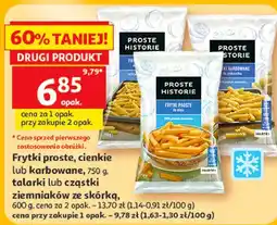 Auchan Frytki proste, cienkie lub karbowane, talarki lub cząstki ziemniaków ze skórką Proste Historie oferta
