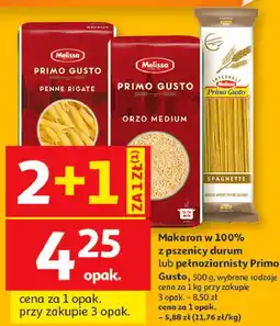 Auchan Makaron w 100% z pszenicy durum lub pełnoziarnisty Primo Gusto oferta